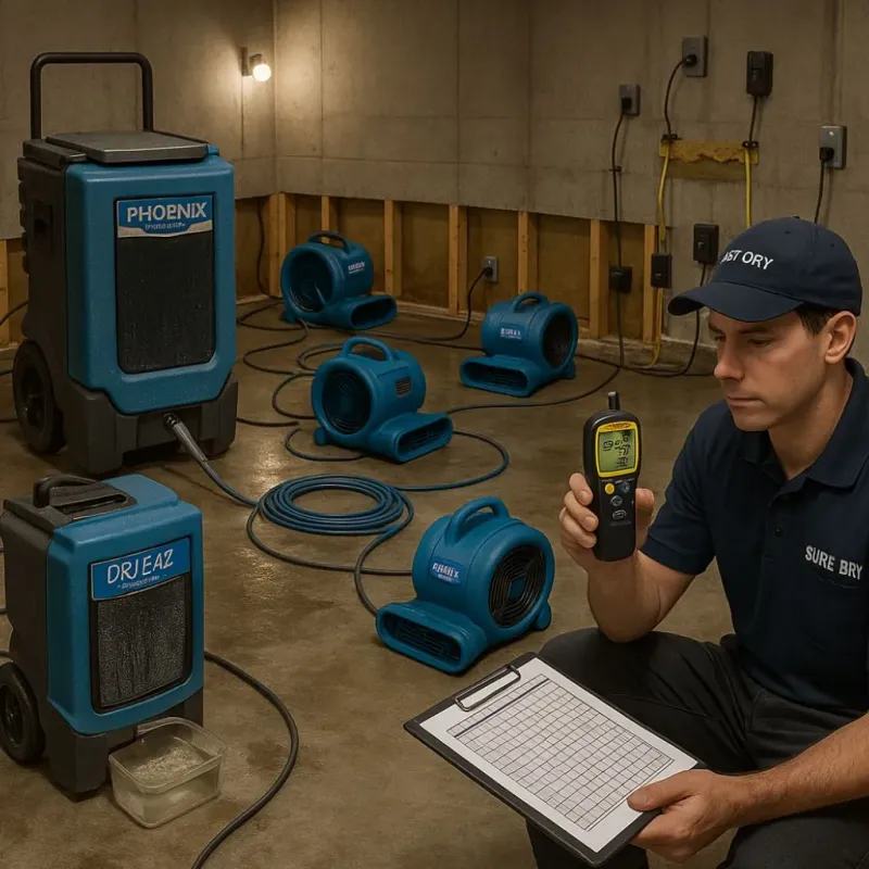 Structural Drying and Dehumidification process in North Richland Hills, TX